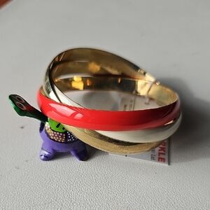 Women's High Polished Trinity Bangle Bracelet